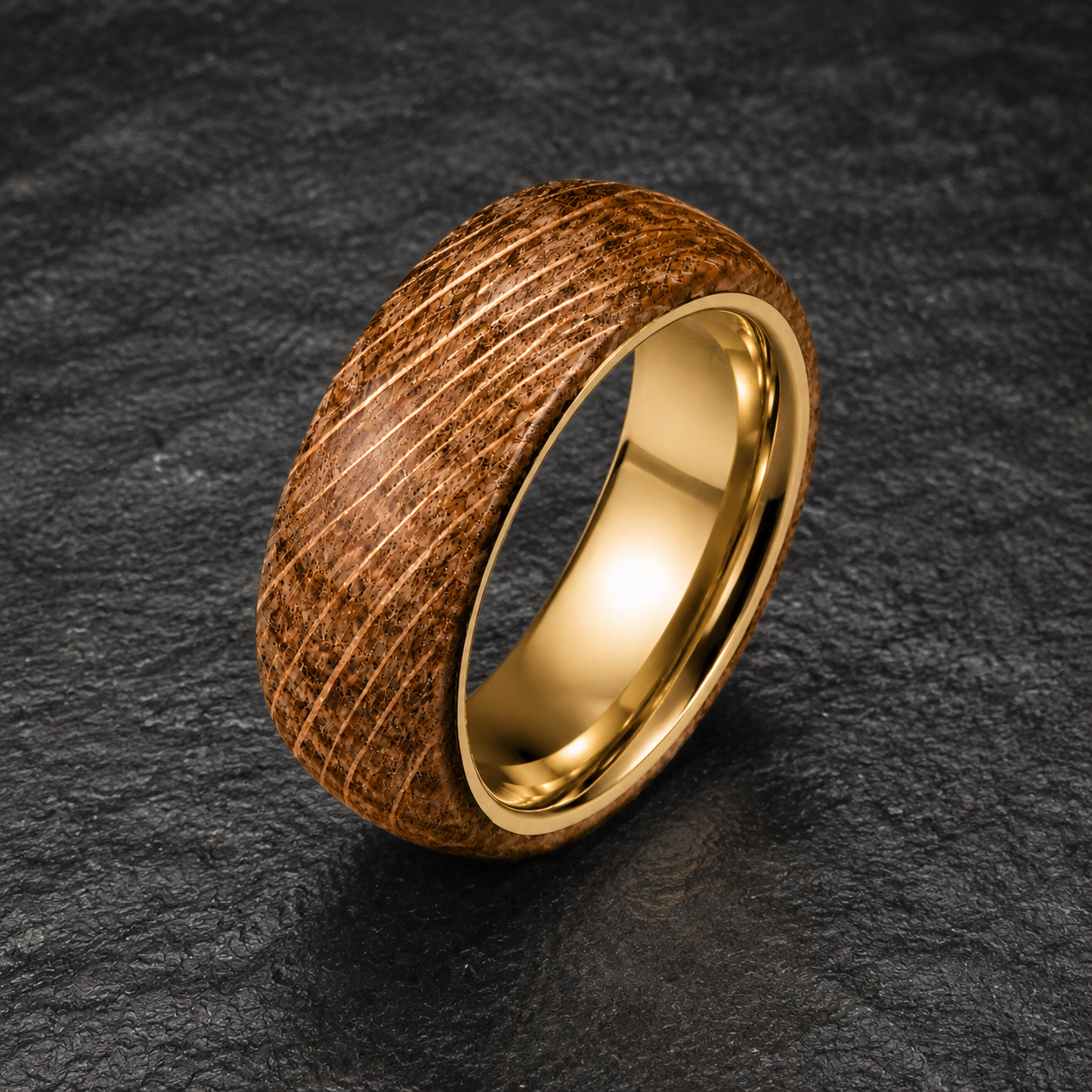 Whiskey Barrel Yellow Gold Ring