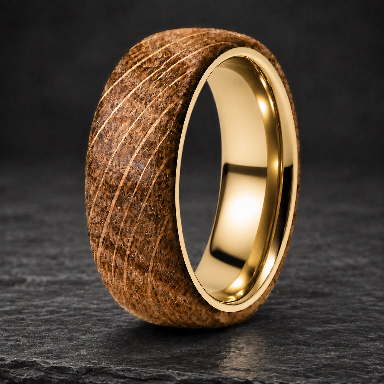 Whiskey Barrel Yellow Gold Ring