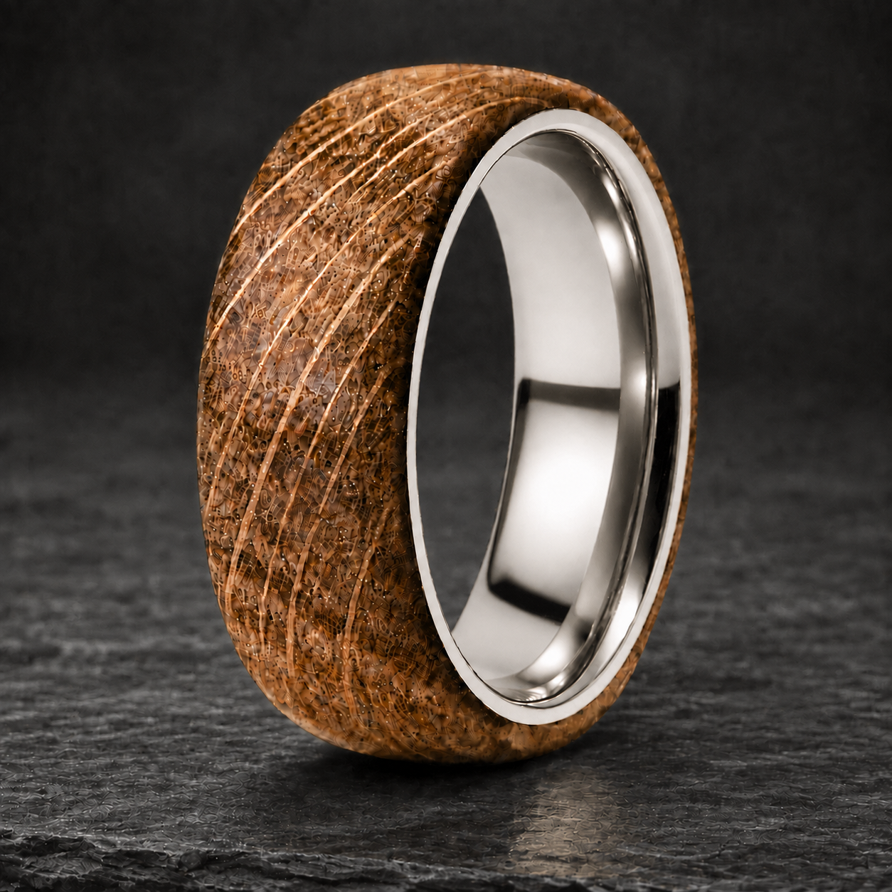 Whiskey Barrel White Gold Ring