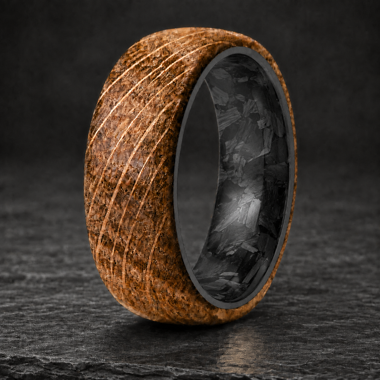 Whiskey Barrel Forged Carbon Ring