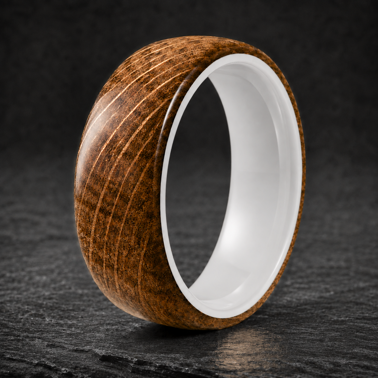 Whiskey Barrel White Ceramic Ring