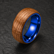 Whiskey Barrel Blue Titanium Ring