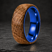 Whiskey Barrel Blue Titanium Ring