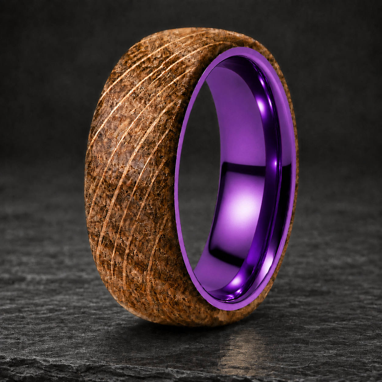 Whiskey Barrel Purple Titanium Ring