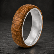 Whiskey Barrel Damascus Steel Ring