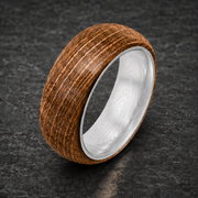 Whiskey Barrel Damascus Steel Ring