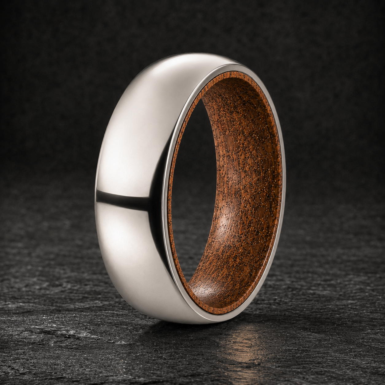White Gold Whiskey Barrel Ring