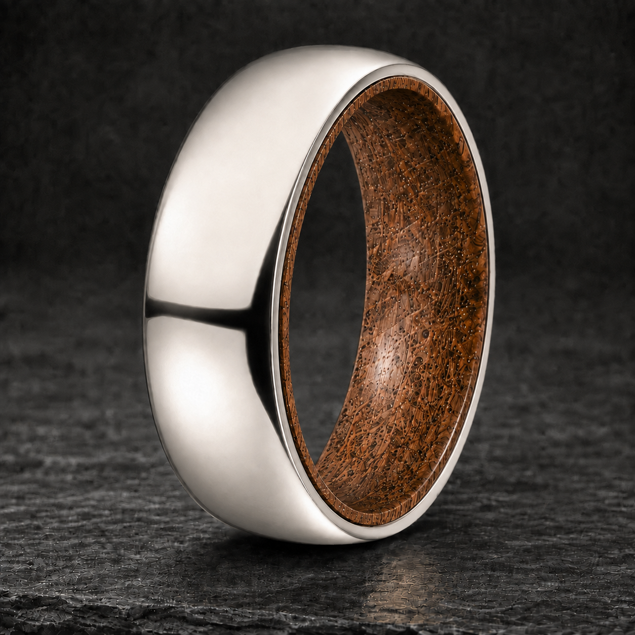 White Gold Whiskey Barrel Ring