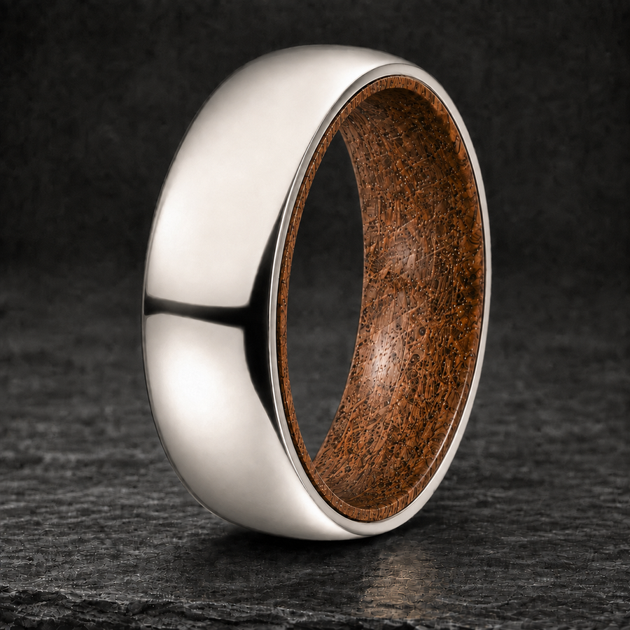 White Gold Whiskey Barrel Ring