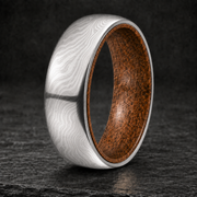 Damascus Steel Whiskey Barrel Ring