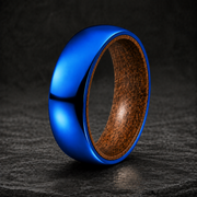 Blue Titanium Whiskey Barrel Ring