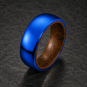 Blue Titanium Whiskey Barrel Ring