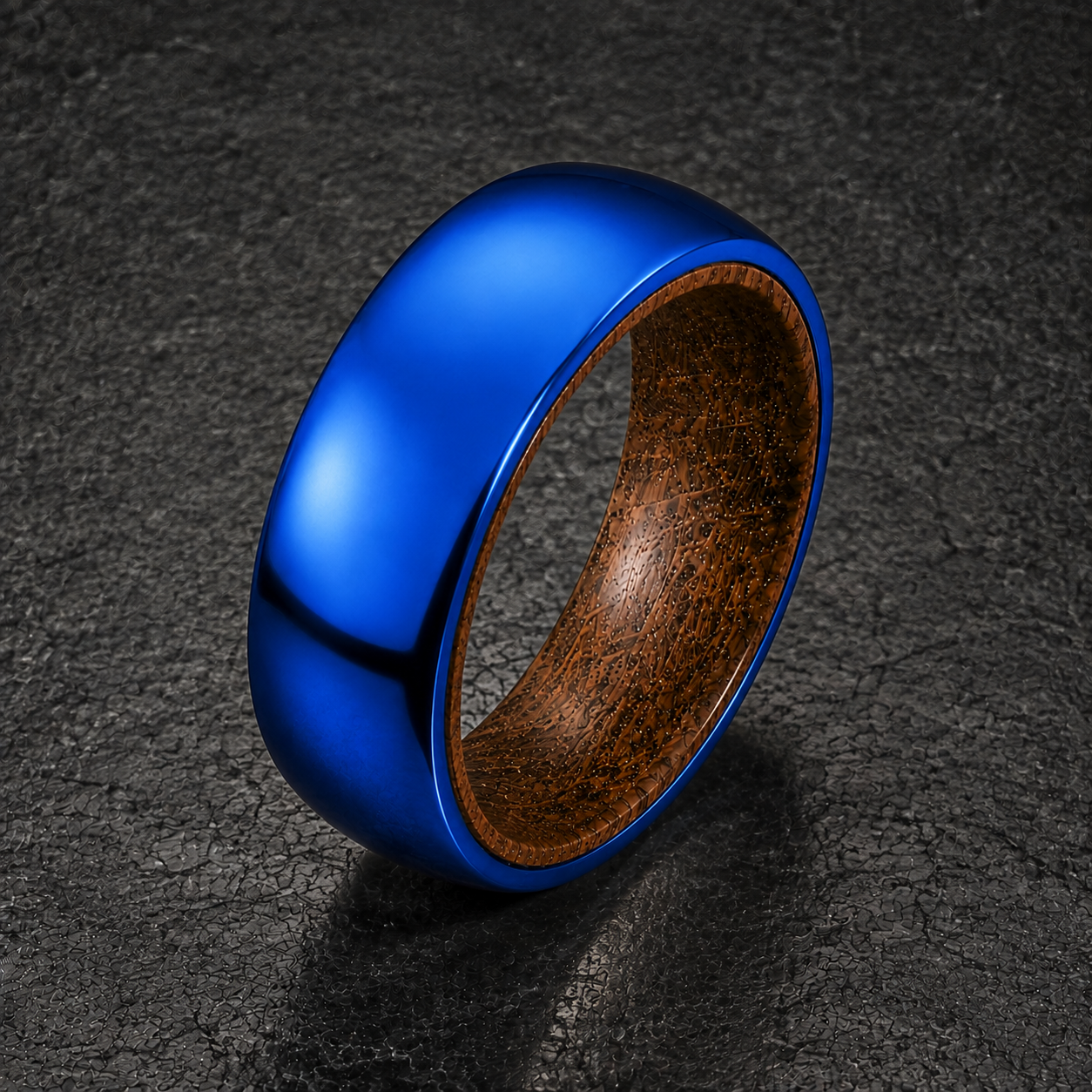 Blue Titanium Whiskey Barrel Ring