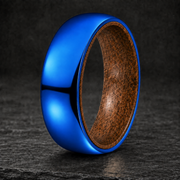 Blue Titanium Whiskey Barrel Ring