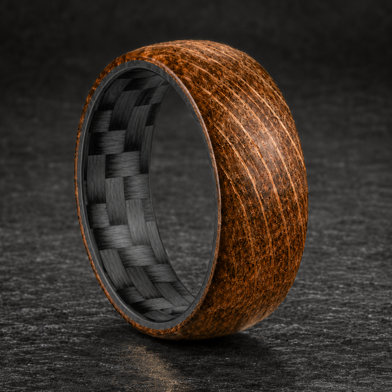 Whiskey Barrel Twill Carbon Fiber Ring