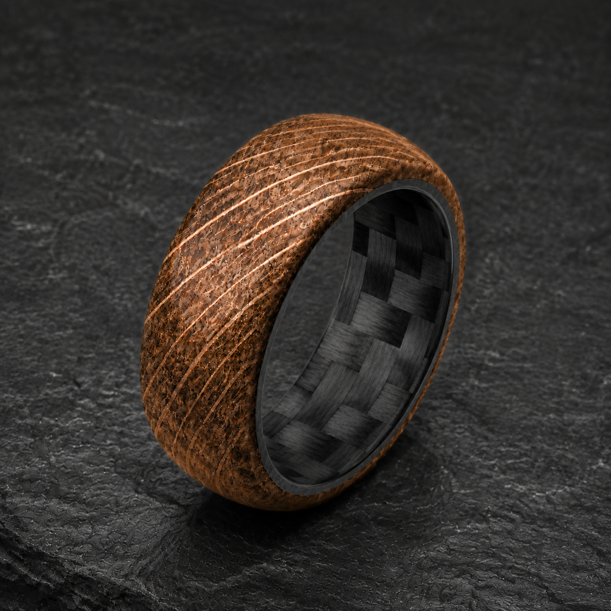Whiskey Barrel Twill Carbon Fiber Ring