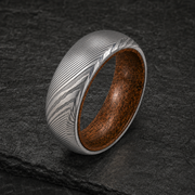 Damascus Steel Whiskey Barrel Ring
