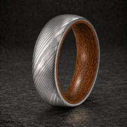 Damascus Steel Whiskey Barrel Ring